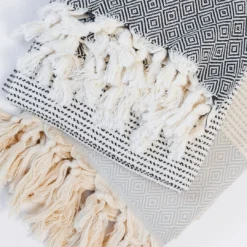 Amante Marketplace Magis Diamond Turkish Towel / Throw Blanket - Black