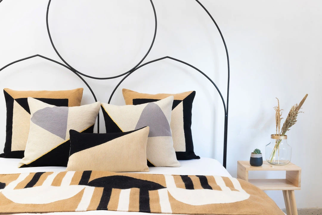 Leah Singh Marianne Triangle Wool Throw Pillow Cover - Black Home Goods 4 Leah Singh Marianne Triangle Wool Throw Pillow Cover - Black Home Goods