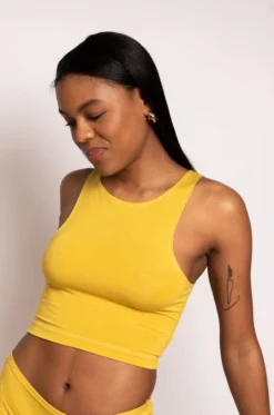 Mary Young Pajamas + Loungewear Wallace Bamboo Crop Top - Citrine