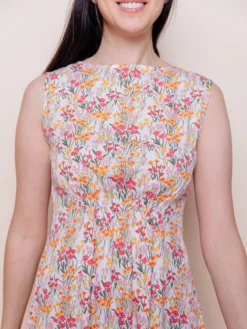 Mata Traders Artsy Traveler Pink Floral Tencel Midi Dress Clothing