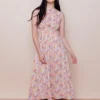 Mata Traders Artsy Traveler Pink Floral Tencel Midi Dress Clothing