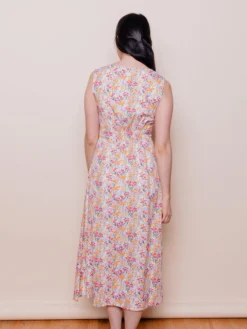 Mata Traders Artsy Traveler Pink Floral Tencel Midi Dress Clothing