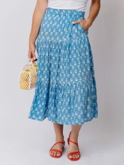 Mata Traders Danielle Cornflower Blossom Tiered Skirt 10 Mata Traders Danielle Cornflower Blossom Tiered Skirt