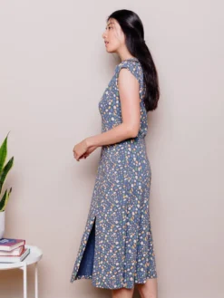 Mata Traders Elise Blue Spots Sheath Dress