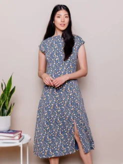 Mata Traders Elise Blue Spots Sheath Dress
