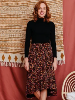 Mata Traders Fatima Pink Spots Flounce Skirt Best Sellers