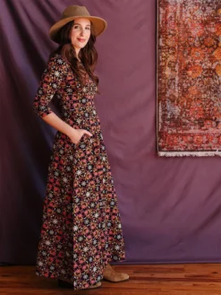 Mata Traders Mumbai Mauve Tile Maxi Dress Clothing 9 Mata Traders Mumbai Mauve Tile Maxi Dress Clothing
