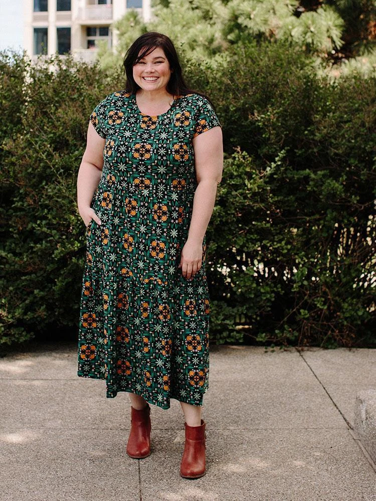 Mata Traders Tiered Teal Tile Jersey Dress Best Sellers 4 Mata Traders Tiered Teal Tile Jersey Dress Best Sellers