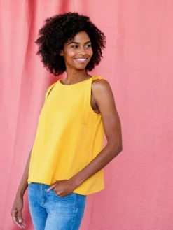 Mata Traders Two Way Linen Tank - Yellow Handcrafted