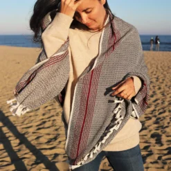 Anatolico Matia Turkish Blanket / Scarf - Black Throw Blankets