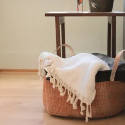 Mbare Home Goods Floor Basket With Leather Handles