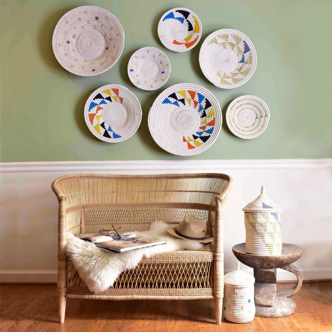 Mbare Uru Small Wall Basket - Blue Stripes 4 Mbare Uru Small Wall Basket - Blue Stripes