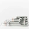Coyuchi Home Goods Mediterranean Towels - Deep Pewter / Tangerine Stripe