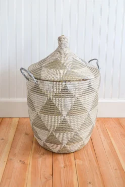 Swahili African Modern Medium Silver Triangle Laundry Hamper
