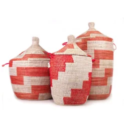 Mbare Medium Stripe Hamper Basket - Red + White 7 Mbare Medium Stripe Hamper Basket - Red + White
