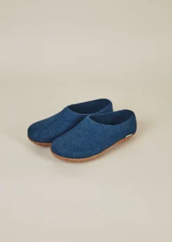 Kyrgies Men's Molded Sole High Back Wool Slippers - Navy