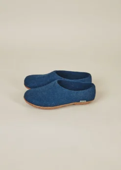 Kyrgies Men's Molded Sole High Back Wool Slippers - Navy