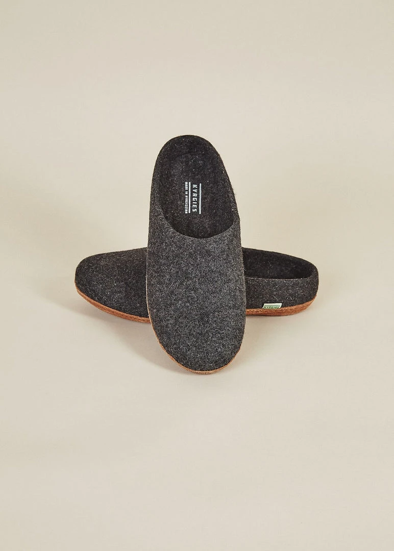 Kyrgies Men's Molded Sole Low Back Wool Slippers - Charcoal 3 Kyrgies Men's Molded Sole Low Back Wool Slippers - Charcoal