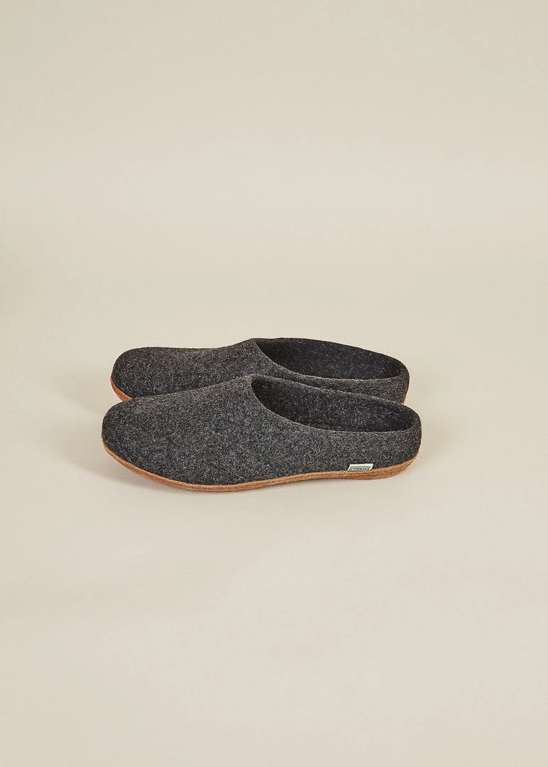 Kyrgies Men's Molded Sole Low Back Wool Slippers - Charcoal 7 Kyrgies Men's Molded Sole Low Back Wool Slippers - Charcoal