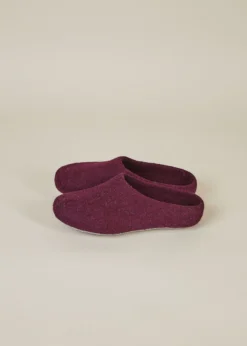 Kyrgies Men's Classic Sole Low Back Wool Slippers - Plum Best Sellers