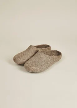 Kyrgies Men's Classic Sole Low Back Wool Slippers - Oatmeal Best Sellers
