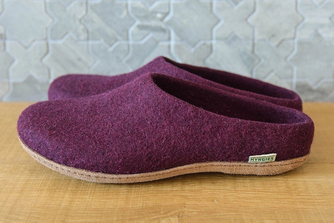 Kyrgies Men's Molded Sole Low Back Wool Slippers - Plum Best Sellers 9 Kyrgies Men's Molded Sole Low Back Wool Slippers - Plum Best Sellers