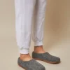 Kyrgies Men's Molded Sole High Back Wool Slippers - Gray