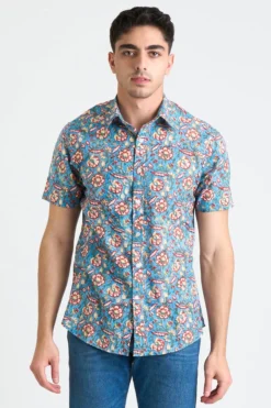 Dushyant Asthana Men's Prat Short Sleeve Shirt - Mughal Floral