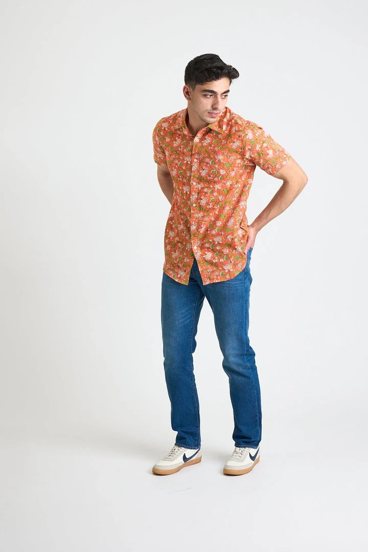 Dushyant Asthana Men's Prat Short Sleeve Shirt - Orange Floral 6 Dushyant Asthana Men's Prat Short Sleeve Shirt - Orange Floral