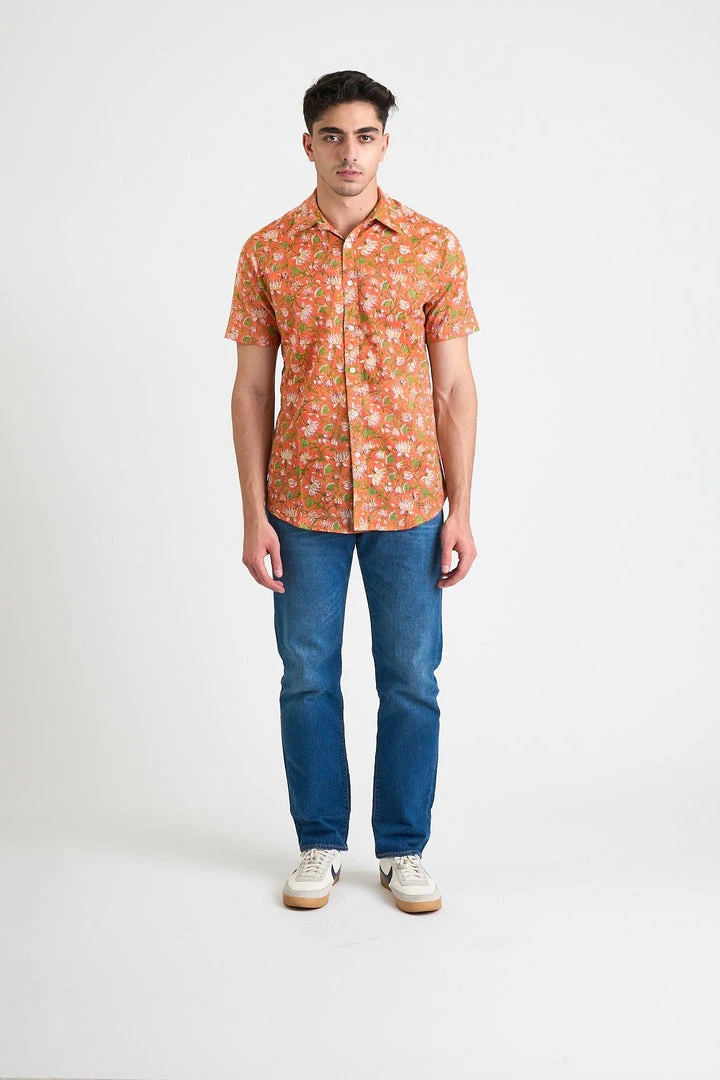 Dushyant Asthana Men's Prat Short Sleeve Shirt - Orange Floral 4 Dushyant Asthana Men's Prat Short Sleeve Shirt - Orange Floral