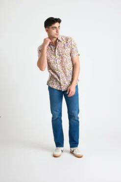 Dushyant Asthana Men's Prat Short Sleeve Shirt - White Lotus 9 Dushyant Asthana Men's Prat Short Sleeve Shirt - White Lotus