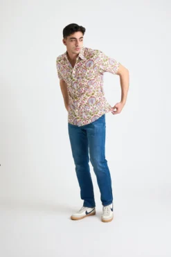 Dushyant Asthana Men's Prat Short Sleeve Shirt - White Lotus 8 Dushyant Asthana Men's Prat Short Sleeve Shirt - White Lotus