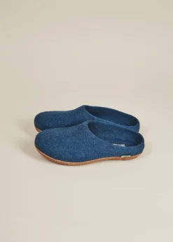 Kyrgies Men's Molded Sole Low Back Wool Slippers - Navy Best Sellers