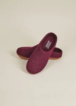 Kyrgies Men's Molded Sole Low Back Wool Slippers - Plum Best Sellers