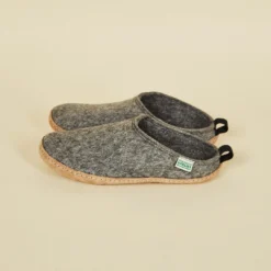 Kyrgies Men's Wool Slipper Slides - Gray
