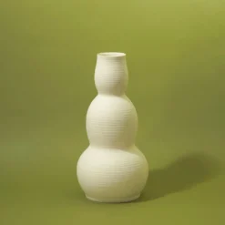 Middle Kingdom Cold Mountain Gourd Porcelain Vase - Bisque Planters + Vases