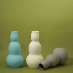 Middle Kingdom Home Goods Cold Mountain Gourd Porcelain Vase - Steel Grey