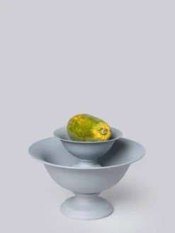 Middle Kingdom Footed Porcelain Vase - Steel Gray Planters + Vases