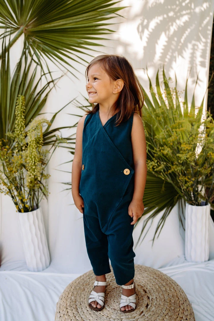 Mien Kids' Kinship Wrap Jumper - Rich Teal 3 Mien Kids' Kinship Wrap Jumper - Rich Teal