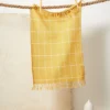 Minna Handcrafted Gold Grid Towel 1 Minna Handcrafted Gold Grid Towel