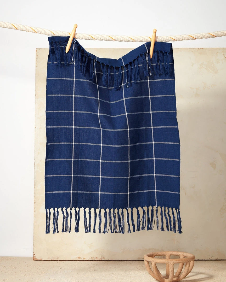 Minna Handcrafted Indigo Grid Towel 3 Minna Handcrafted Indigo Grid Towel