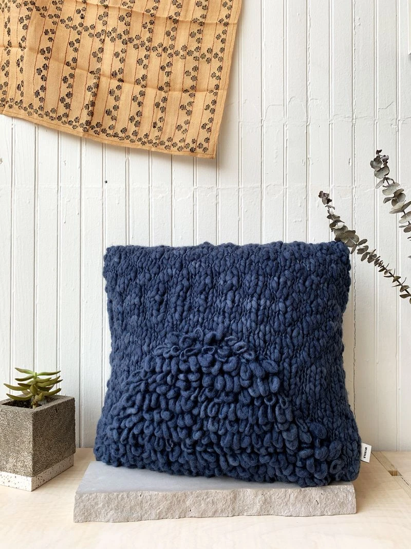 Minna Moon Shag Pillow - Monochrome Indigo 3 Minna Moon Shag Pillow - Monochrome Indigo