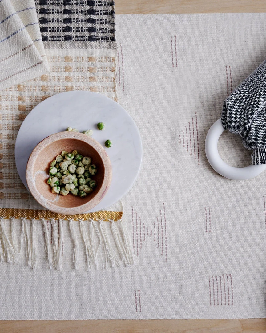 Minna Handcrafted Shapes Table Runner - Pink 7 Minna Handcrafted Shapes Table Runner - Pink