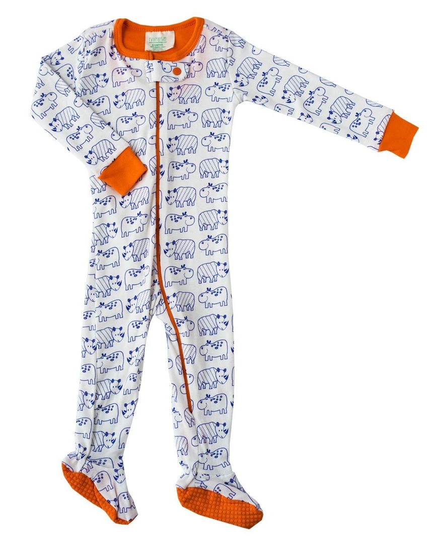 Mirasa Design Handcrafted Baby Footed Hippo + Rhino Onesie 5 Mirasa Design Handcrafted Baby Footed Hippo + Rhino Onesie