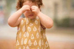 Mirasa Design Baby Gifts Baby Bold Leaf Dress - Forest Yellow