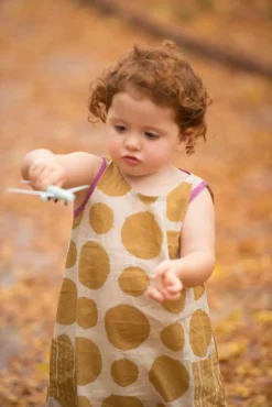 Mirasa Design Kids' + Baby Baby Polka Dress - Forest Yellow