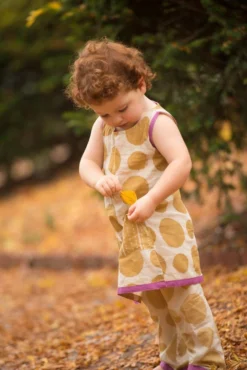 Mirasa Design Kids' + Baby Baby Polka Dress - Forest Yellow