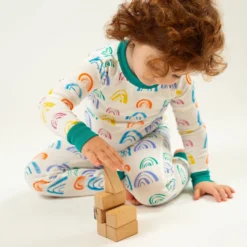 Mirasa Design Kids' Rainbow Pajama Set - Jade