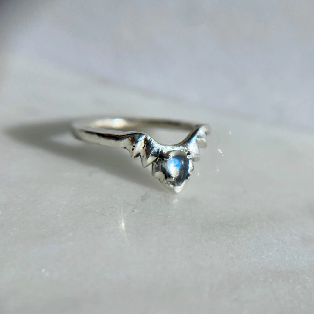 Iron Oxide Moonstone Halo Stacker Ring Jewelry 3 Iron Oxide Moonstone Halo Stacker Ring Jewelry