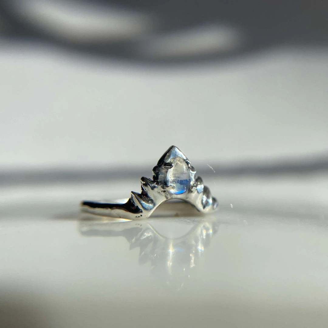 Iron Oxide Moonstone Halo Stacker Ring Jewelry 4 Iron Oxide Moonstone Halo Stacker Ring Jewelry